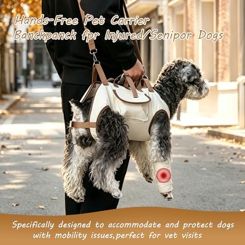 YAODHAOD Hands Free Dog Backpack Carrier for Small Dogs, Breathable Pet Carrier with Adjustable Straps,Portable Shoulder Carrier Sling Backpack for Hiking, Camping, Walking, Cycling(Brown, XL)