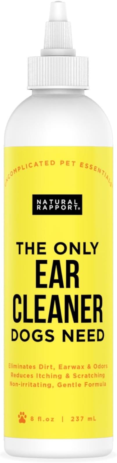 Natural Rapport Dog Ear Cleaning Drops, Gentle Wax & Debris Wash, 8 oz | Gentle natural solution, safe for puppies & cats - Cleans wax, dirt & odor - For all dogs and cats