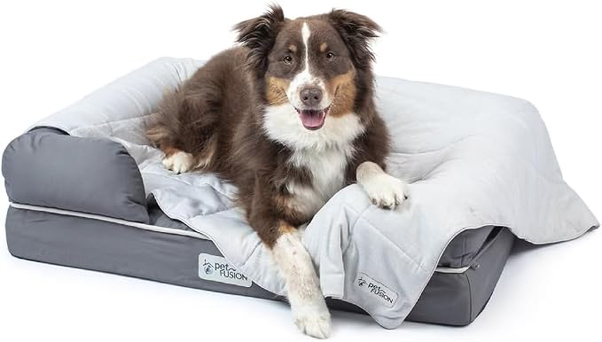 PetFusion Premium Cat and Dog Cooling Blanket, Lightweight Pet Blanket | Machine Washable | Multiple Sizes: for Pets Small to Extra-Large | Multiple Colors: Grey and Brown