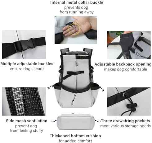 MANON ROSA Dog Backpack Carrier Adjustable Easy-Fit Travel Bag for Traveling Hiking Camping for Small Medium Dogs Cats Puppies (X-Large,Blue)
