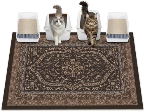 Glittme Cat Litter Mat, 47"x35" Non-Slip Washable Trapping Mat for Cats