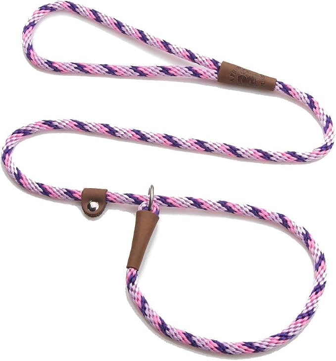 Mendota Pet Slip Leash - Dog Lead and Collar Combo - Made in The USA - Lilac, 3/8 in x 6 ft - for Small/Medium Breeds