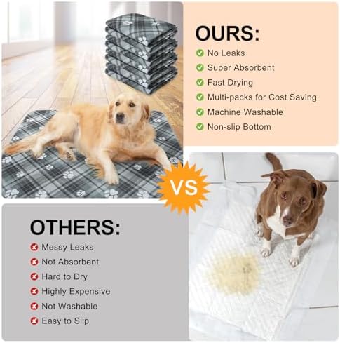 BEAUTYZOO 4 Pack Washable Pee Pads for Dogs,Reusable Puppy Pads 36x41 Plaid