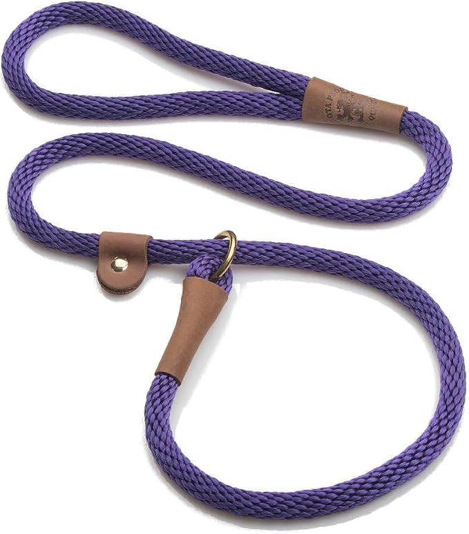 Mendota Pet Slip Leash - Dog Lead and Collar Combo - Made in The USA - Purple, 1/2 in x 6 ft - for Large Breeds