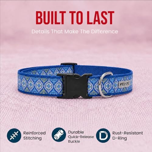 THE WORTHY DOG Summer Print, Adjustable Dog Collar, Large Dogs, Medallion