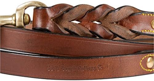 Leather Braided Dog Leash, Brown 6ft x 3/4 Inch, Naturally Tanned 6 Foot Full Grain Leather Lead