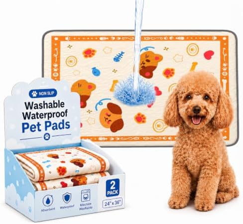 Washable Dog Pee Pads Reusable Puppy Training Pads 2 Pack 24"x36"