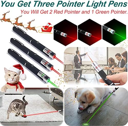 MEUSNO 3 Pack Cat Laser Pointer Toy, Red Green Cat Laser Pointer for Cats Dogs Indoor Chaser Cats Dog Pet Laser Toy Laser Light Pointer, Small Laser Pet Toy Geese Deterrent