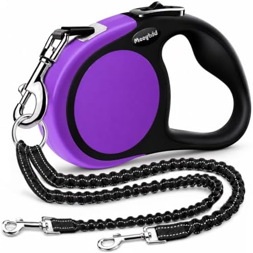Double Retractable Dog Leash for Two Dogs Up to 115 lbs - 18.6 ft Coupler Leashes for Small Medium Dogs - One Locked System, Non Slip Grip, Tangle Free