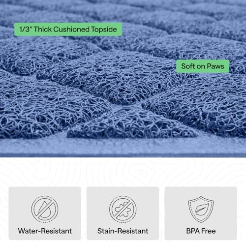 GORILLA GRIP Cat Litter Box Mat, Coiled Mesh Trapping Mats, 47x35 Navy