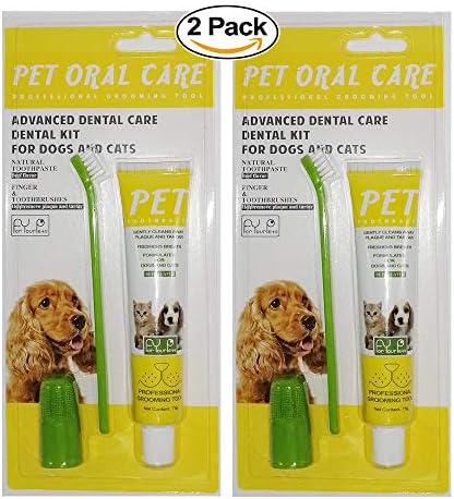 Puppycute 2 Pack Pet Toothbrush and Toothpaste for Dogs & Cats, Best Soft Silicone Pet Finger Toothbrush for Small Dogs Puppy Doggy, Dog Toothpaste Beef Flavor