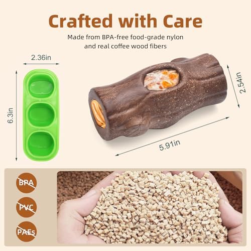 Corn Shape Dog Chew Toy for Small to Medium Dogs – Puppy Teething Toys with Squeaker; Tree Stump Chew Toy for Medium to Large Dogs – Design with Frozen Treat Molds & Peanut Butter Grooves