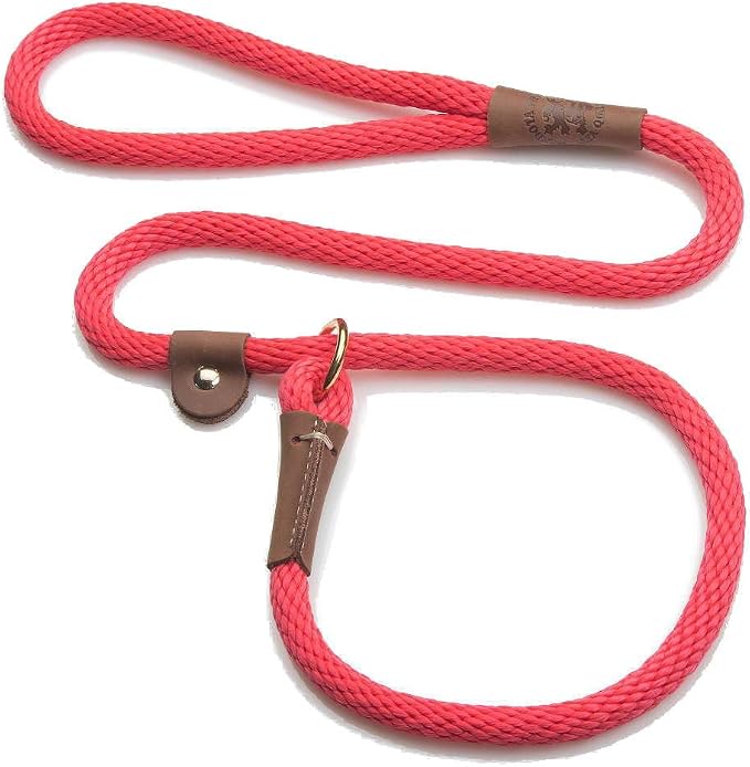 Mendota Pet Slip Leash - Dog Lead and Collar Combo - Made in The USA - Red, 1/2 in x 6 ft - for Large Breeds
