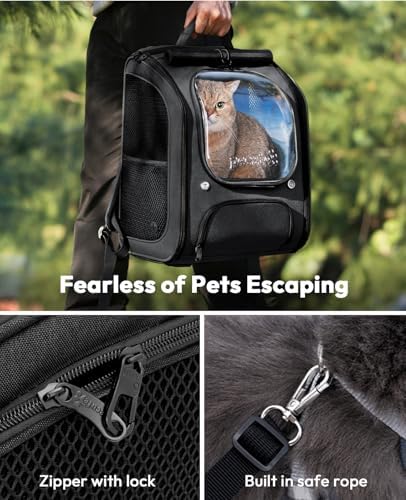 Pecute Cat Backpack Carrier,Large Space Cat Bubble Backpack,Ergonomic,Black