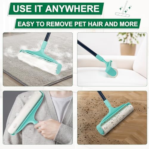 KeFanta Large Lint Rollers for Pet Hair Extra Sticky, 11.8" Wide Giant Lint Roller with 53" Long Handle, Big Pet Hair Sticky Remover for Floor Carpets Couch Clothes (270 Sheets)