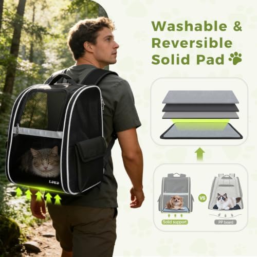 Lekereise Dog Carrier Backpack for Small Medium Dogs Cats up to 18 lbs, Breathable Pet Backpack Carrier with 3 Entrances, Collapsible Cat Backpack Carrier, Travel Hiking Puppy Backpack