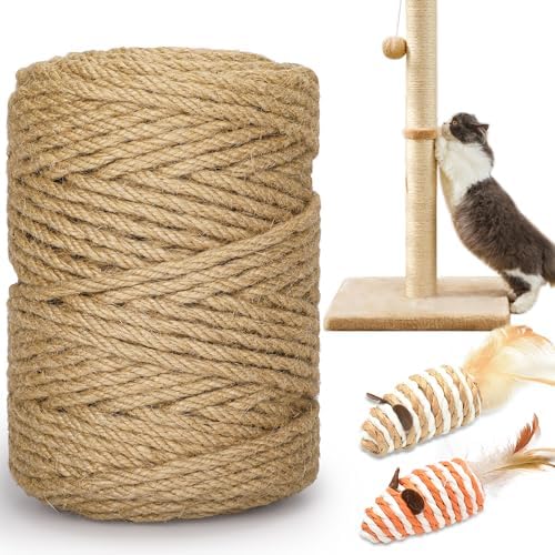 328FT 1/4 Inch Cat Scratching Sisal Rope for Cat Trees & Posts