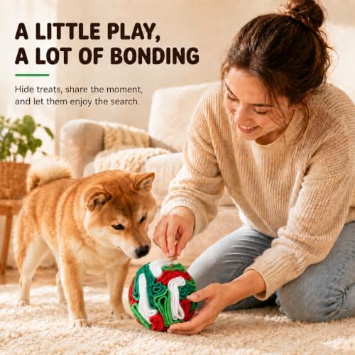 Multi-Color Snuffle Ball for Dogs, Nature-Themed Camouflage Slow Feeder Toy, Dirt-Hiding Design for Indoor/Outdoor Mental Enrichment, Puzzle Game for All Breed Sizes,Machine Washable