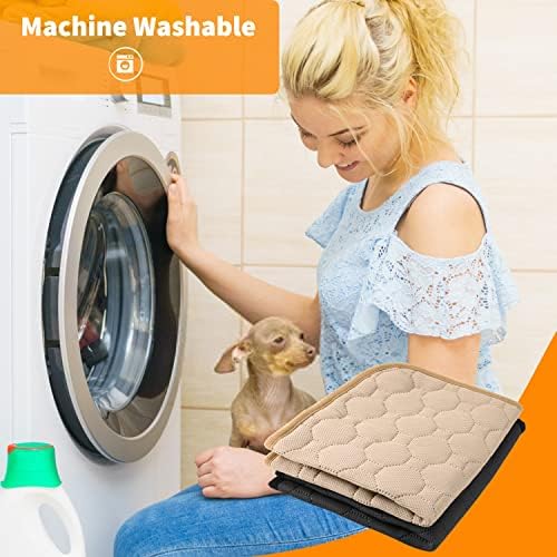 Pet Training Pads 2 Pack 26x40 Inch - 4-Layer Waterproof Non-Slip Dog Pee Pads ,Washable Reusable Absorbent Mats for Puppy/Senior Dog Crate, Bedding, Car Seat & Hardwood Floor (Beige & Gray)