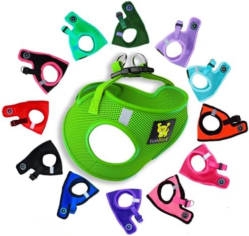 EcoBark Premium Dog Harness - Luxury Soft Dog Harnesses for Puppies & Dogs - Step in Vest Body Halter Under 19 lbs (Green)