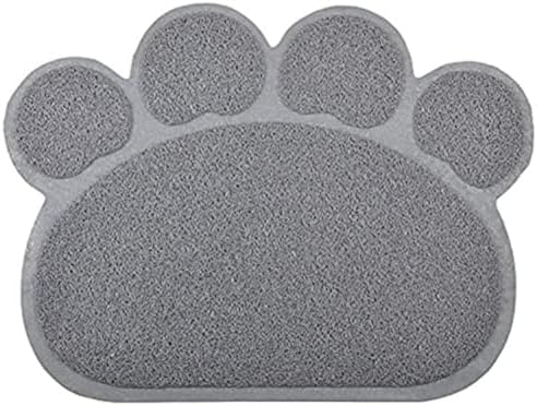 DM Paw-Shaped Large Cat Litter Box Mat, 23.5x17.5 Inches (Gray)