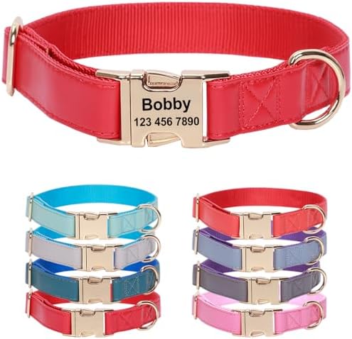 Microfiber Leather Nylon Personalized Dog Collars with Name