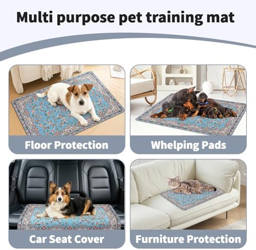 Washable Pee Pads for Dogs and Cats 2 Pack Reusable Puppy Training Pads 41"x36" Super Absorbent Waterproof Dog Training Pads, Non-Slip and Leak-Proof Whelping Pads for Pet Housebreaking Blue