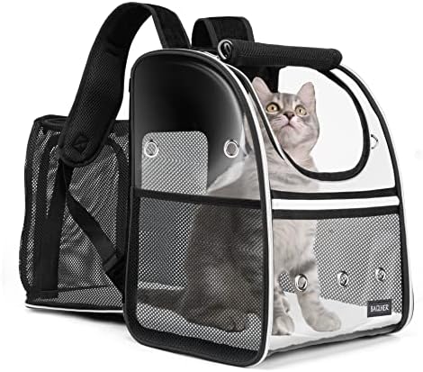 BAGLHER Expandable Pet Carrier Backpack，Pet Bubble Backpack for Small Cats Puppies Dogs Bunny, Airline-Approved Ventilate Transparent Capsule Backpack for Travel, Hiking and Outdoor Use. Black