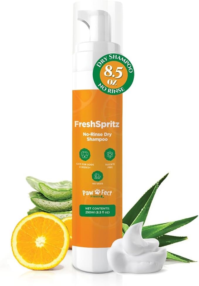 Pawefect, FreshSpritz Waterless Foaming Pet Shampoo for Dogs, Cats & Pets | A Canadian Company, No-Rinse Wash for other small Pets, Odor & Dander Control, Plant-Based Scent, Fast Drying, 8.5 fl oz