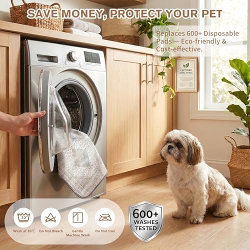 Washable Reusable Dog Pee Pads for Cats 2 Pack Waterproof Non-Slip