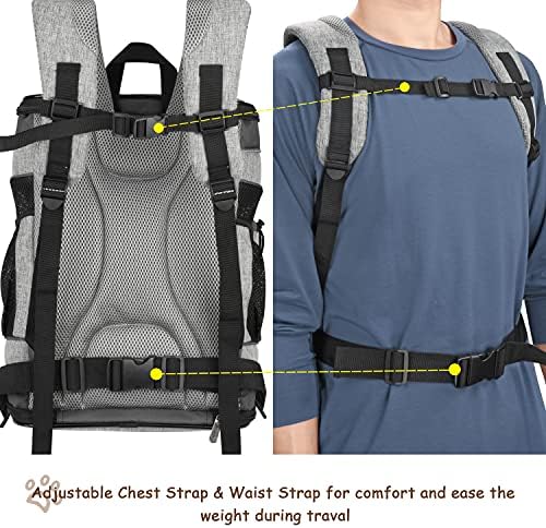 Solaris Adjustable Pet Carrier Backpack for Dogs and Cats, Puppies, Portable Cat Carrier Backpack with Bottle Pocket, Two Mesh Window for Breath