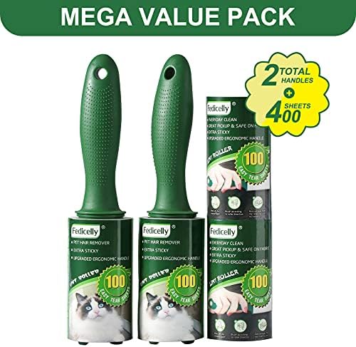 Fedicelly Extra Sticky Lint Rollers Pet Hair Remover for Laundry Clothes Furniture Carpet,Total 400 Sheets Lint Rollers Refills Dog Cat Hair Lint Remover Brush Couch