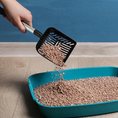 32 Inch Cat Litter Scooper Metal Long Handle Cat Litter Scoop, Black