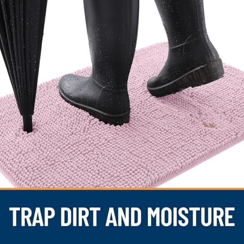 OLANLY Dog Door Mat for Muddy Paws 30x17, Super Absorbent Chenille Mud Mat