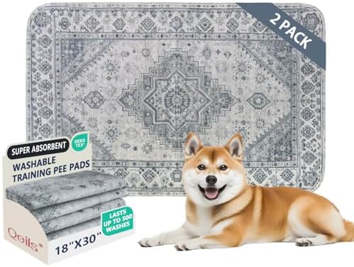 Qeils Washable Pee Pads, Super Absorbent Puppy Pads, 2 Pack 18"x30"