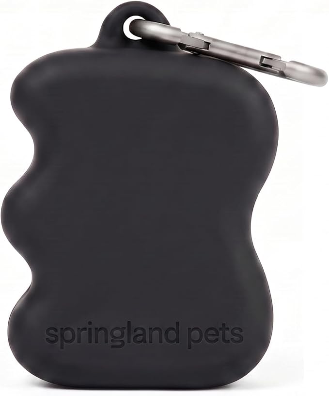 Springer Springland Dog Treat Pouch for Effort-Free Squeeze Dispensing - Easy-Fill, Food-Grade Silicone Treat Pouches for Pet Training - Includes Carabiner-Black