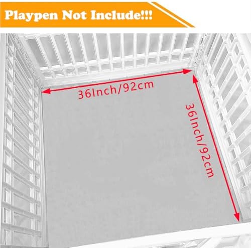 2 Pack Dog Playpen Bottom Pad Fits for 36 Inch 4 Panels Exercise Pet Playpen, Dog Crate Pad Puppy, Hoop and Loop Design (Note: Playpen Not Included). (PureGrey)