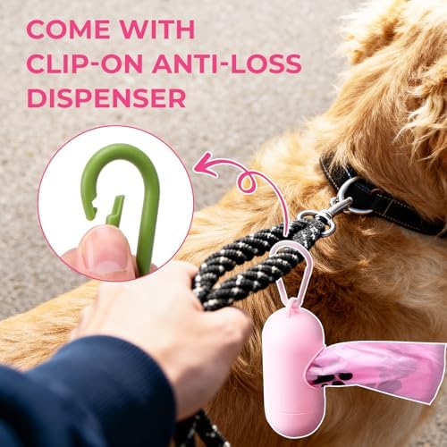 Dyforce 600 Count Dog Poop Bags Rolls with Dispenser Pink