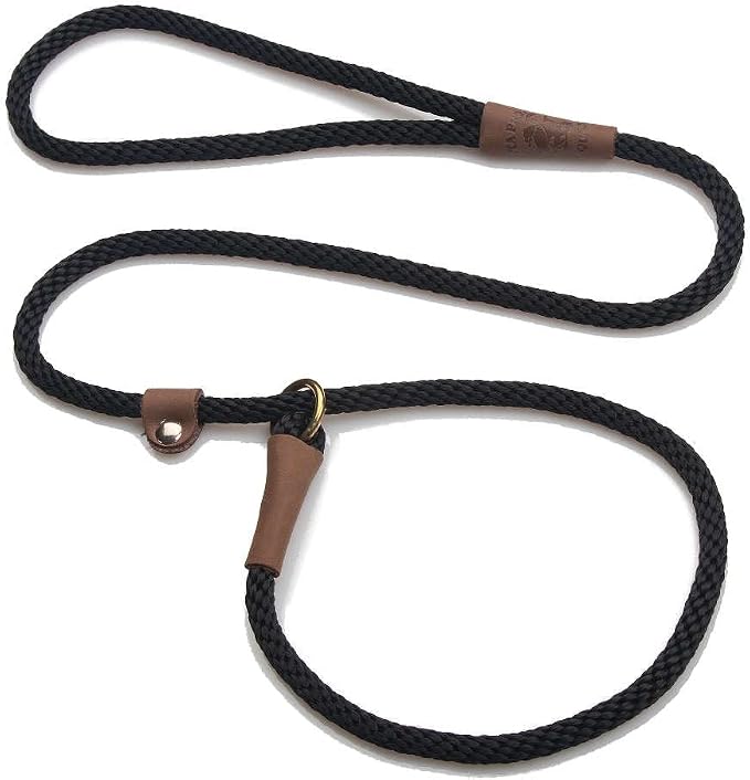 Mendota Pet Slip Leash - Dog Lead and Collar Combo - Made in The USA - for Small/Medium Breeds - Black, 3/8 in x 4 ft