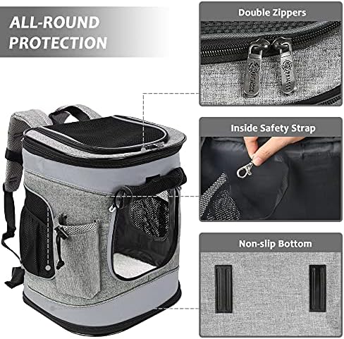 Solaris Adjustable Pet Carrier Backpack for Dogs and Cats, Puppies, Portable Cat Carrier Backpack with Bottle Pocket, Two Mesh Window for Breath