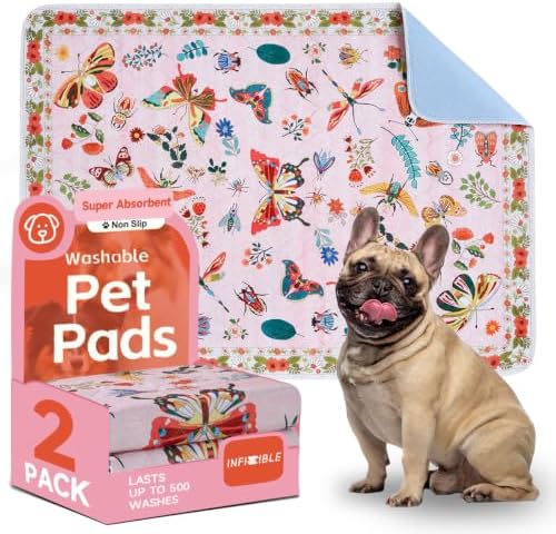 Pink Large Absorbent Reusable Washable Pee Pads for Dogs, 2 Pack 48"x36"