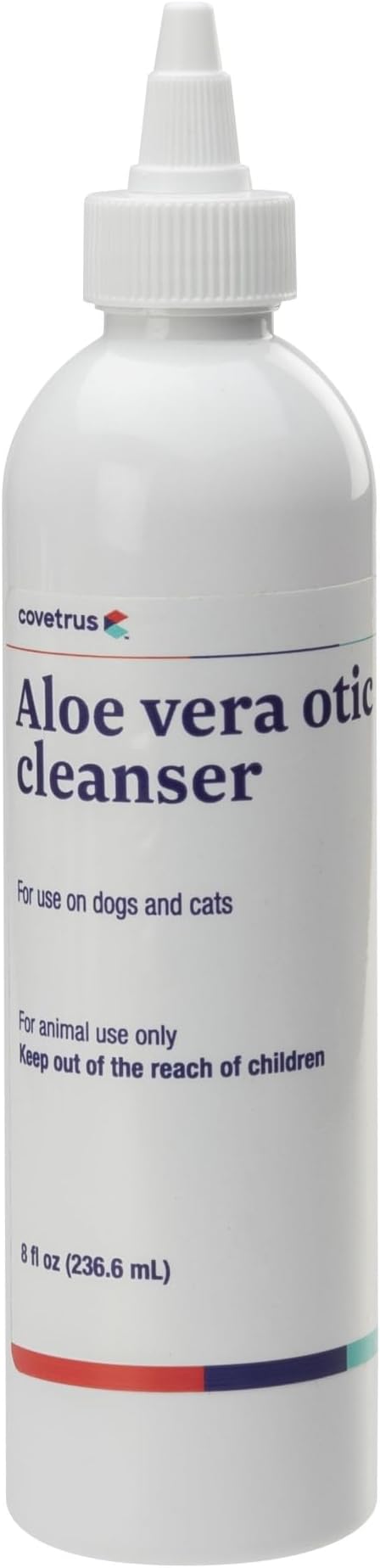 Aloe Otic Ear Cleaning Solution for Dogs & Cats, Gentle Routine Ear Cleanser with Aloe Vera, Helps Remove Wax & Dry Ears, 8 oz