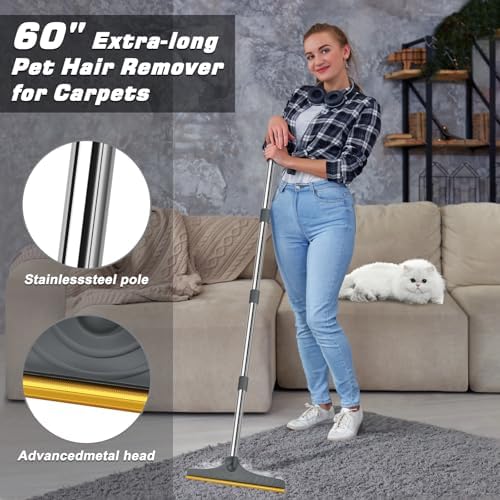 B-Land Carpet Rake for Pet Hair Removal, Reusable Carpet Scraper for Rug