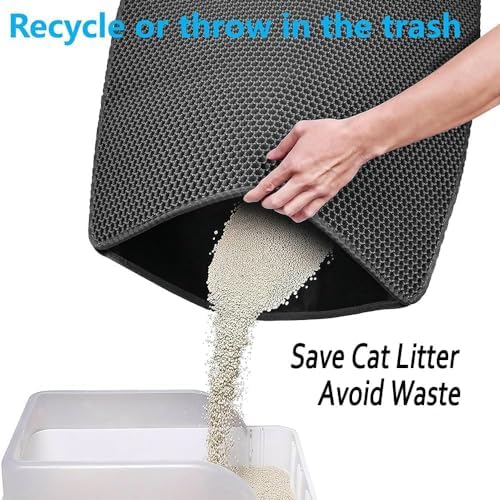 Cat Litter Mat, Double Layer Detachable, 30"x24", Gray