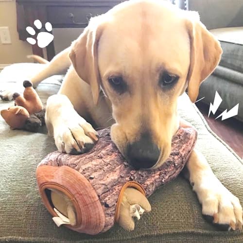 IFOYO Squirrel Hide and Seek Dog Toy, Squeaky Interactive Dog Toys for Boredom, Plush Dogs Toys to Keep Them Busy, Relive Anxiety, Attract Attention, Puzzle Toy for Smal and Medium Dogs