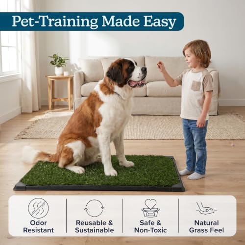 PETMAKER Reusable 3-Layer Extra-Large Dog Grass Pad with Tray, 52.5” x 35”