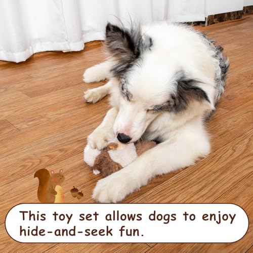 Hollypet Squeaky Hide and Seek Dog Toys for Small and Medium, Pine Cone