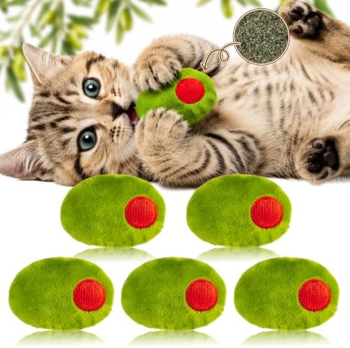 5Pcs Olive Catnip Crinkle Paper Sound Toys for Cat, Catmint Cat Toy Gift