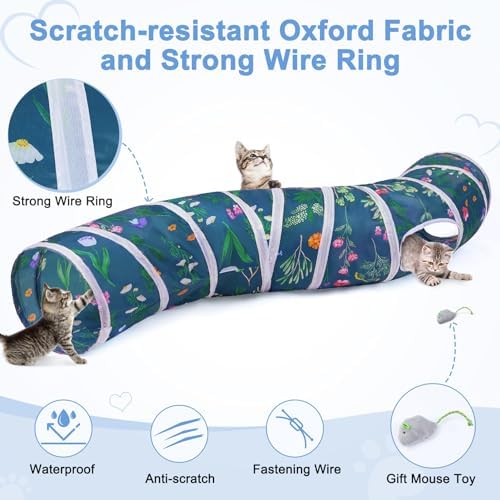 Glittme S-Shape Cat Tunnel, Foldable Cat Tunnels for Indoor Cats