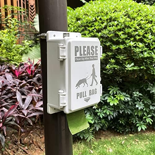 Dog Poop Bag Dispenser, Waterproof Outdoor Dog Bag Dispenser Holds Up to 8 Rolls of Waste bags, Outdoor Wall, Stake, Pole, Fence Mounted (only dispenser)